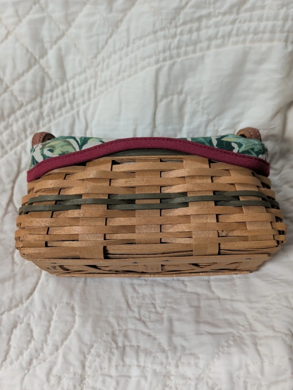 Longaberger 2002 Tree Trimming Basket with Liner Green Red